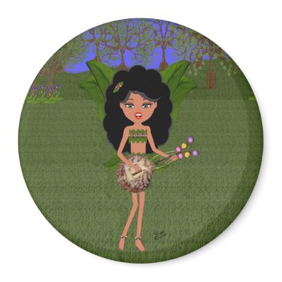 Rock and Roll Faery with Seashell Guitar Magnet by KirstenEdwards