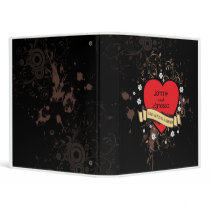 Rock and Roll Grungy Heart (Brown) Vinyl Binder