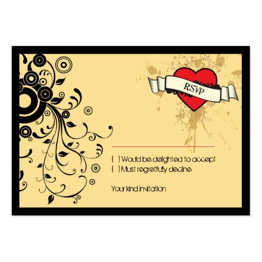 Rock and Roll Grungy Heart (Brown) RSVP Card Business Cards (front side)