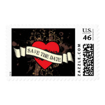 Rock and Roll Grungy Heart (Brown) Save the Date Postage Stamps