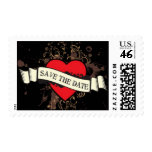 Rock and Roll Grungy Heart (Brown) Save the Date postage