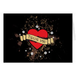 Rock and Roll Grungy Heart (Brown) Thank You Greeting Cards