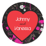 Rock and Roll Grungy Heart (Pink) Round Sticker