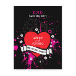 Rock and Roll Grungy Heart (Pink) Save the Date postcards