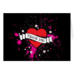 Rock and Roll Grungy Heart (Pink) Thank You Greeting Card