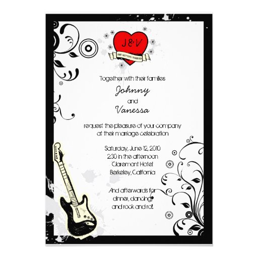 Rock and Roll Grungy Heart (Red) Custom Invites