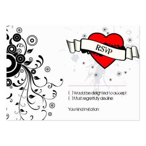 Rock and Roll Grungy Heart (Red) RSVP Card Business Cards (front side)