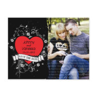 Rock and Roll Grungy Heart (Red) Save the Date postcard