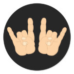 Rock and Roll Hand Sign Round Sticker