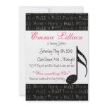 Rock and Roll Music Note Sweet Sixteen Invite invitations