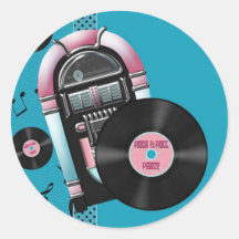 Rock and Roll Party Round Sticker