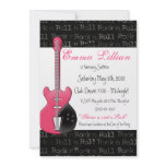Rock and Roll Pink Guitar  Sweet Sixteen Invite invitations