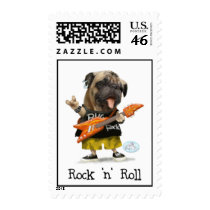 Rock and Roll Pug Postage Stamps
