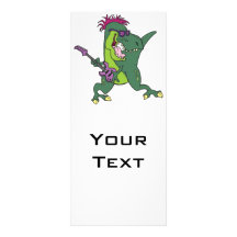 rock and roll t-rex cartoon rack card template