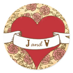 Rock and Roll Wedding Monogram Sticker (Roses) sticker