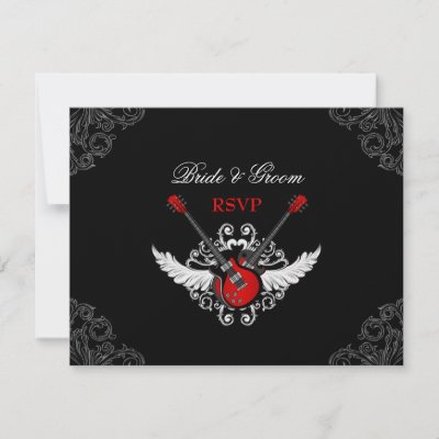 Rock and Roll wedding RSVP card Announcement by BluePlanet