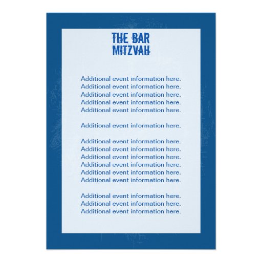 Rock Band Bar Mitzvah Info Card - Blue