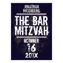 Rock Band Bar Mitzvah Invitation All Type in Black