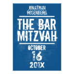 Rock Band Bar Mitzvah Invitation All Type in Blue