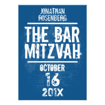 Rock Band Bar Mitzvah Invitation All Type in Blue