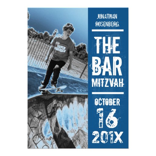 Rock Band Bar Mitzvah Invitation in Blue