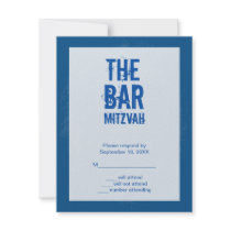 Rock Band Bar Mitzvah Reply Card In Blue Custom Invitation