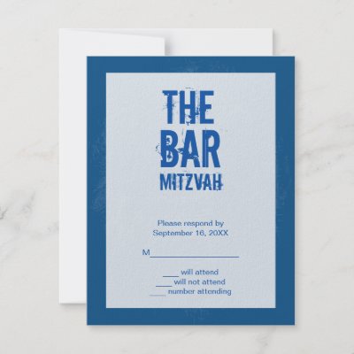Rock Band Bar Mitzvah Reply Card In Blue Custom Invitation