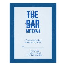 Rock Band Bar Mitzvah Reply Card In Blue Custom Invitation