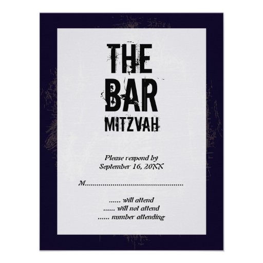 Rock Band Bar Mitzvah Reply Card Invites (front side)