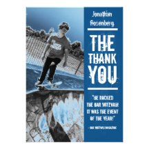 Rock Band Bar Mitzvah Thank You Card in Blue Announcements