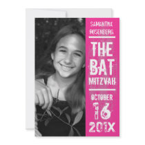 Rock Band Bat Mitzvah Invitation in Pink