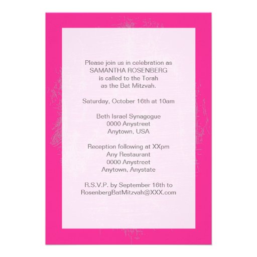 Rock Band Bat Mitzvah Invitation in Pink