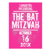 Rock Band Bat Mitzvah Invitation in Pink