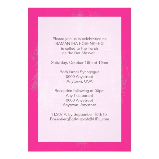 Rock Band Bat Mitzvah Invitation in Pink