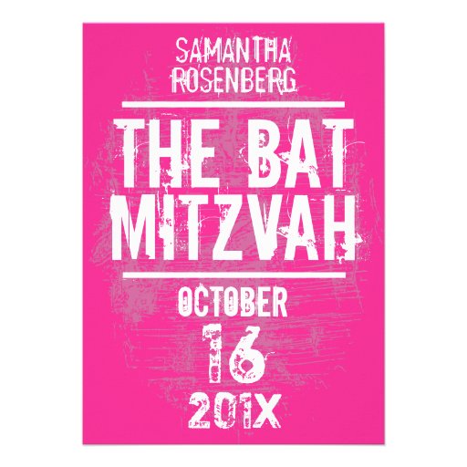 Rock Band Bat Mitzvah Invitation in Pink