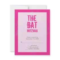 Rock Band Bat Mitzvah Reply Card in Pink Personalized Invites
