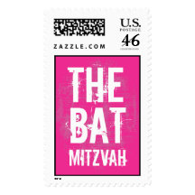 Rock Band Bat Mitzvah Stamp in Pink, Large