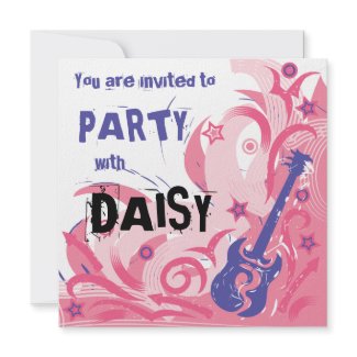 Rock chick guitar party invitation pink & purple invitation