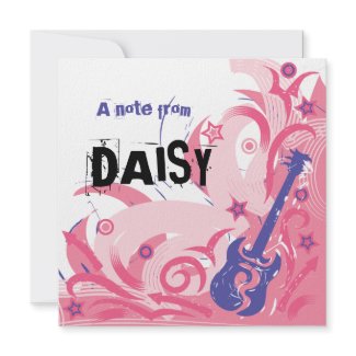 Rock Chick guitar party thank you note card invitation