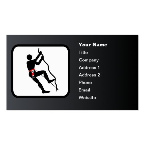 Rock Climber Logo Customizable Black Business Card (front side)