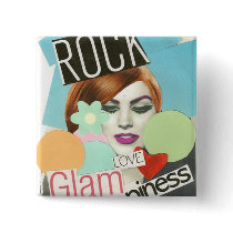 Rock Glam Love and Happiness buttons