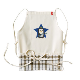 Rock Guitar Penguin Zazzle HEART Apron