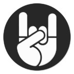 Rock Hand Stencil Round Stickers
