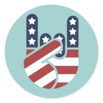 Rock Hand USA Round Sticker