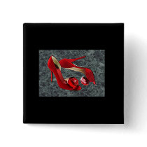 Rock Me Red Pom Poms Buttons