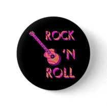 Rock 'n Roll Acoustic Guitar Button by oldrockerdude Rock 'n Roll Acoustic Guitar Button