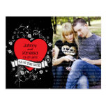 Rock n Roll Grungy Heart (Red) Save the Date Photo postcards