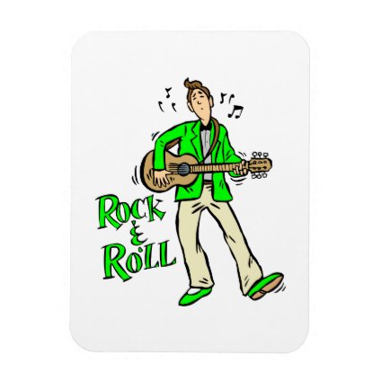 rock n roll guy playing guitar green.png rectangular magnet