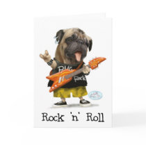 Rock N Roll Pug Greeting Cards