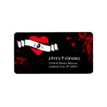 Rock 'n' Roll Wedding Grungy Heart / Red Address Address Label